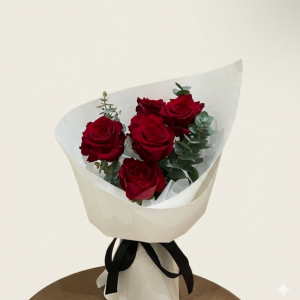 Red Rose in White Wrap